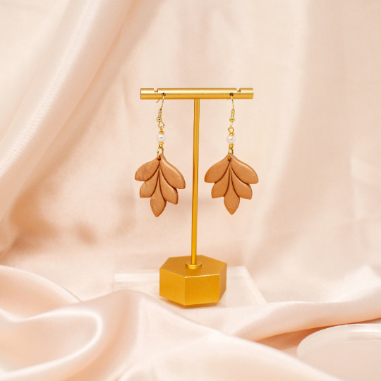 Rose 18K Gold Pearl Dangle Drop Earrings