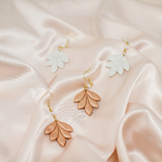 Rose 18K Gold Pearl Dangle Drop Earrings