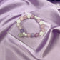 Purple and White Silver Rose Charm Beaded Bracelet