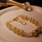 Yellow and White Beaded Gold Plated Bracelet