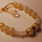 Yellow and White Beaded Gold Plated Bracelet