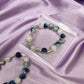 Blue and White Silver Beaded Bracelet