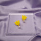 Bright Yellow Tulip Flower with 18K Gold Plated Pearl Dangle Earring