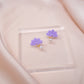 Purple Half Daisy Flower with 18K Gold Plated Pearl Dangle Earring