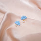 Blue Half Daisy Flower with 18K Gold Plated Pearl Dangle Earring