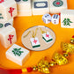Red Zhong Mahjong Set Tile Gold Clay Handmade Earrings (Red Dragon)