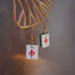 Red Zhong Mahjong Set Tile Gold Clay Handmade Earrings (Red Dragon)