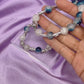 Blue and White Silver Beaded Bracelet