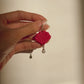 Cute Red & Gold Pearl Scallop Dangle Earrings