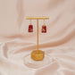 Red & Gold Lunar New Year 18K Plated Pearl Rectangle Dangle Earrings