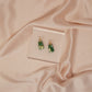 Green & Gold Lucky Fortune Rectangle Dangle Earrings