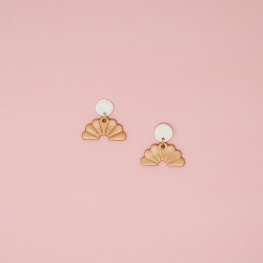 Danish Pastel Fan Coral Statement Earrings