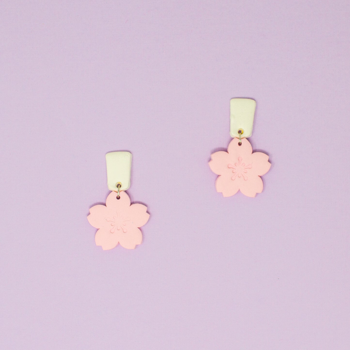 Pink & White Sakura Polymer Clay Earrings