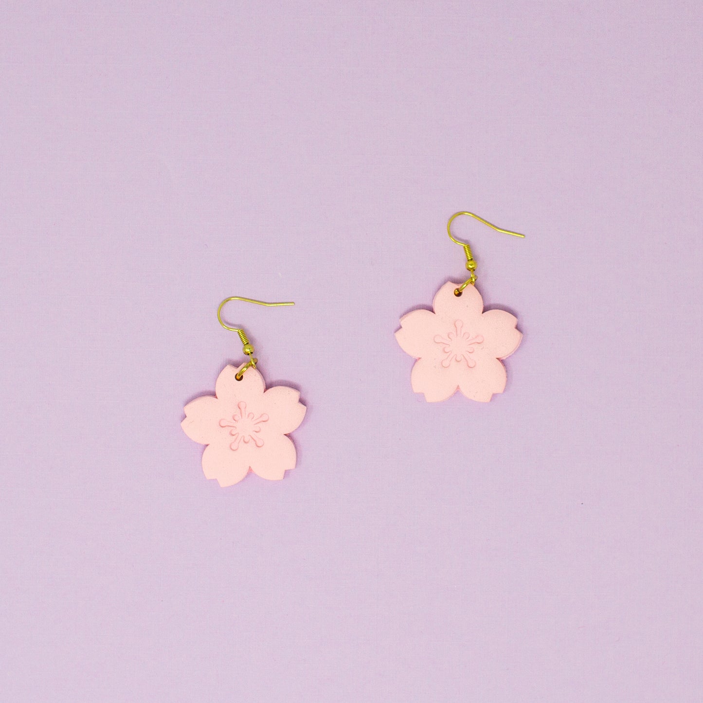 Pink & Gold Sakura Polymer Clay Statement Earrings