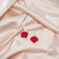 Cute Red & Gold Pearl Scallop Dangle Earrings