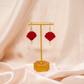 Cute Red & Gold Pearl Scallop Dangle Earrings